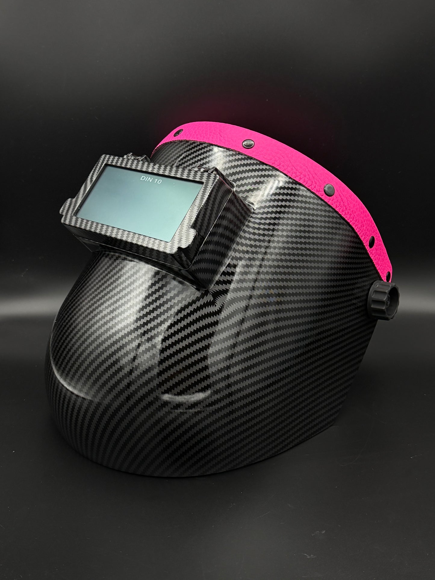Carbon Fiber Pattern Sugar Scoop Hot Pink Leather