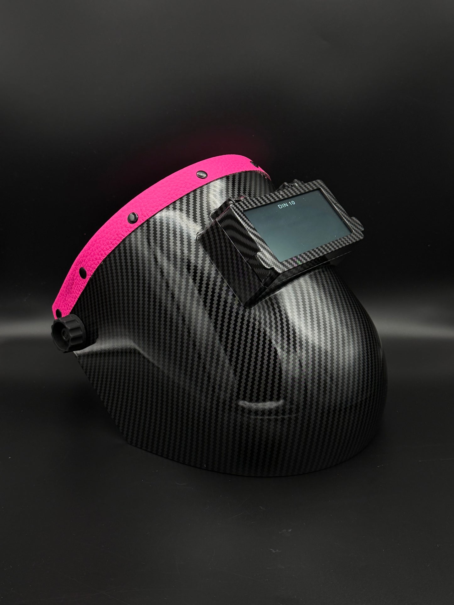 Carbon Fiber Pattern Sugar Scoop Hot Pink Leather